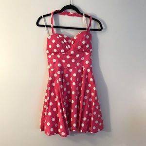 Hot Pink Polka Dot Halter/Strapless Dress